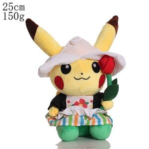 Charming Pikachu Plush with Rose and Hat